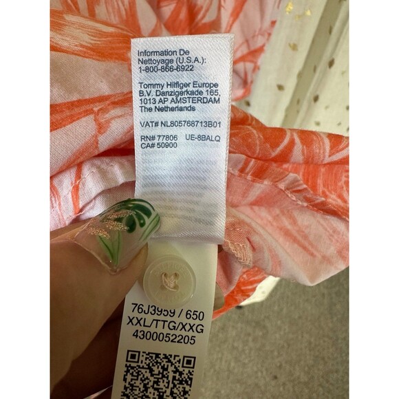 Tommy Hilfiger Pure Cotton Floral Printed Puff Sleeve Wrap Tie Waist Blouse XXL - Picture 10 of 10